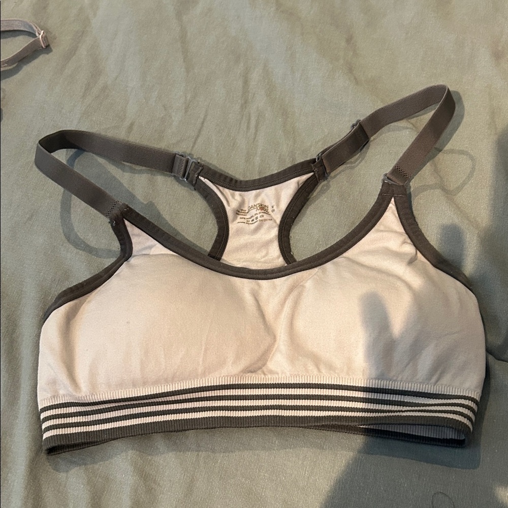 Women's White and Grey Sports Bra